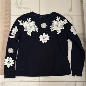 Victoria Beckham for Target Navy Blue Floral Embroidered Women's Top